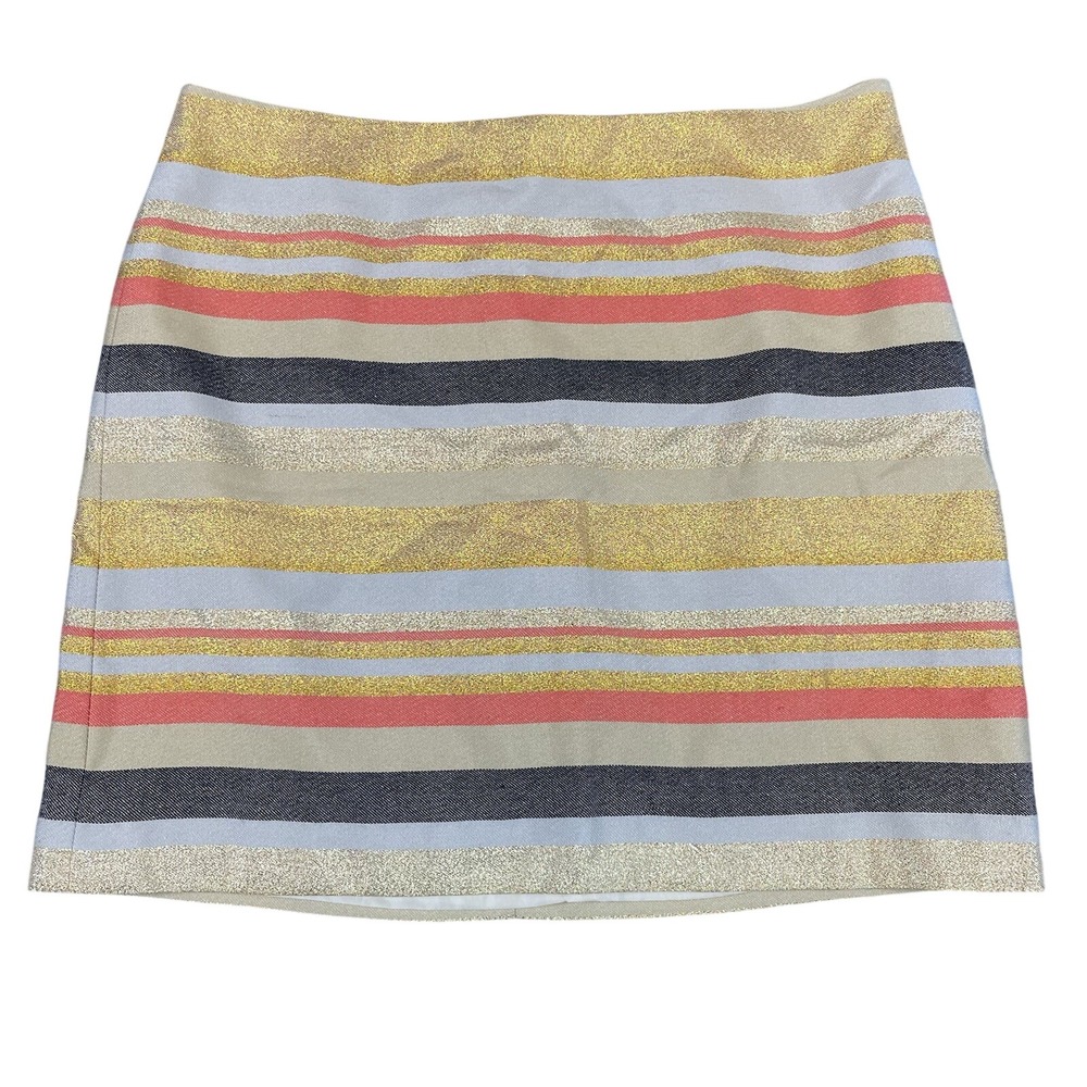 J.Crew Metallic Striped Mini Skirt Size 0 Lined Multicolor Sparkle Girlhoodcore